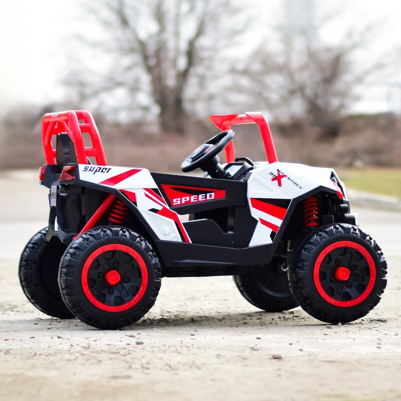 UTV electric pentru copii, Kinderauto RSR 4x4 120W 12V 7Ah, rosu cu alb