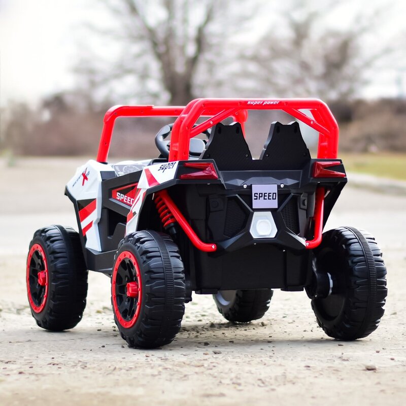 UTV electric pentru copii, Kinderauto RSR 4x4 120W 12V 7Ah, rosu cu alb