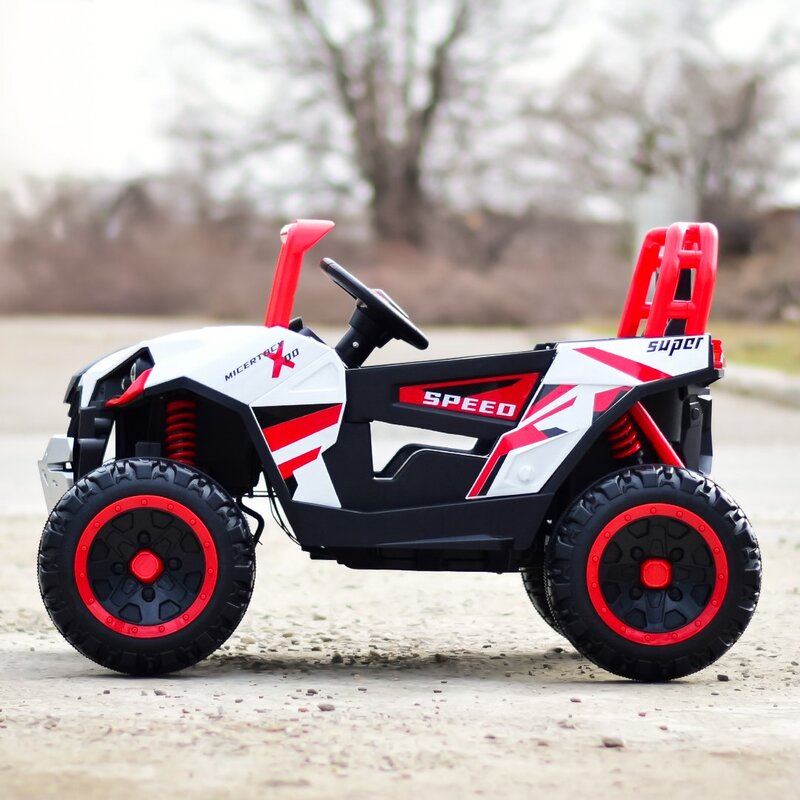 UTV electric pentru copii, Kinderauto RSR 4x4 120W 12V 7Ah, rosu cu alb