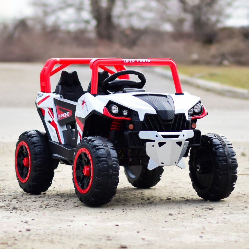 UTV electric pentru copii, Kinderauto RSR 4x4 120W 12V 7Ah, rosu cu alb
